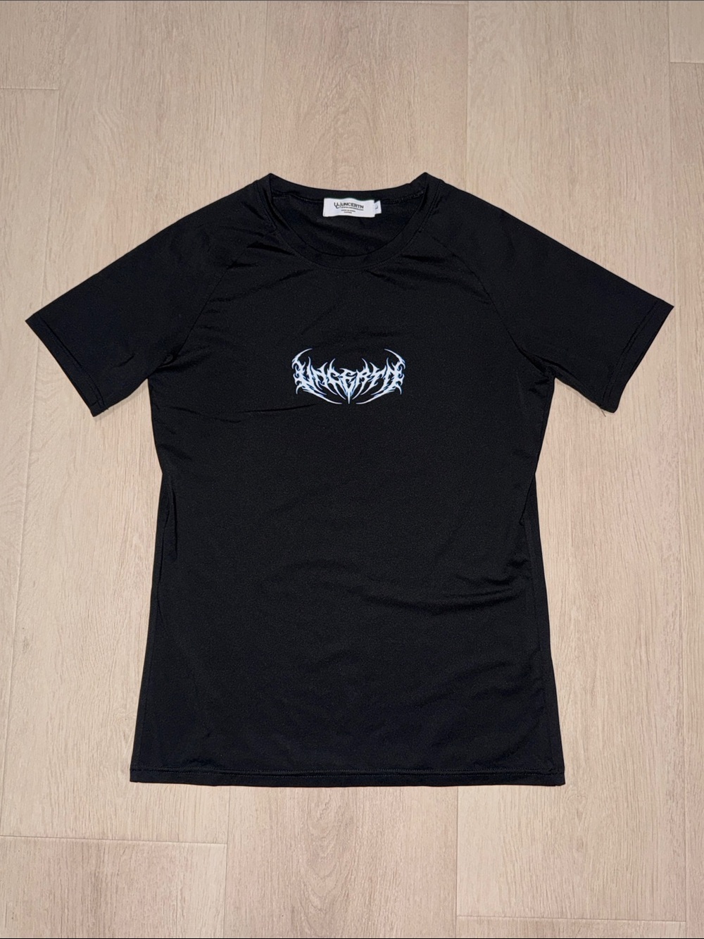Uncertn Compression Black/White/Blue Short-Sleeve Graphic Shirt